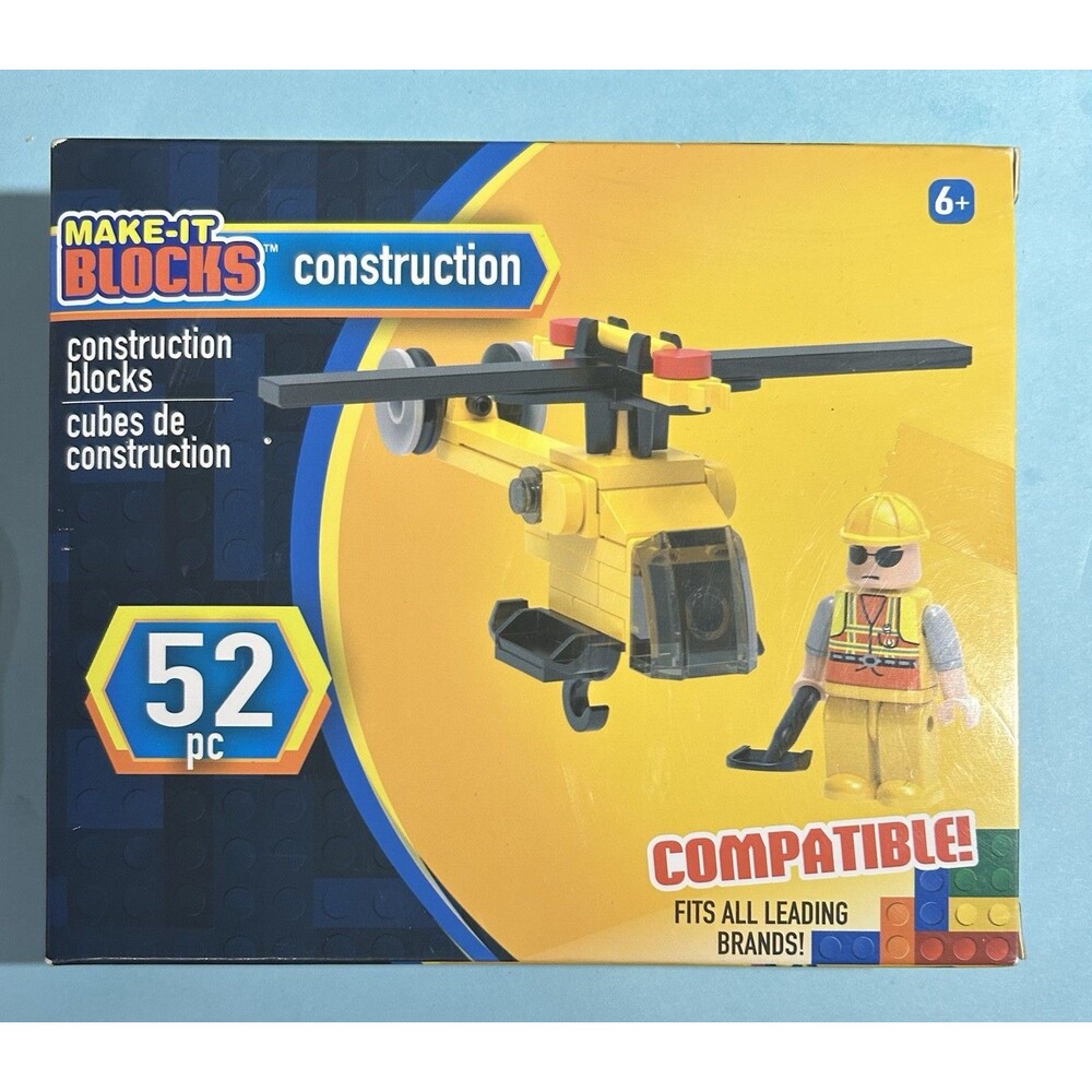 NEW Make it Blocks Helicopter Construction Set - 52 Pieces Free 1 day Shipping